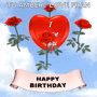 a happy birthday card with roses and a heart that says i love you