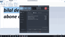 a computer screen shows a recording of a video with the words " bilal de abone "