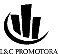 a black logo for l & c promotora with a crescent moon