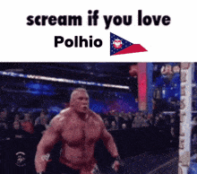 a picture of a wrestler with the words scream if you love polhoi on the bottom