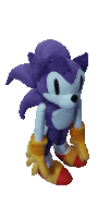 a purple sonic the hedgehog stuffed animal is standing on a white surface