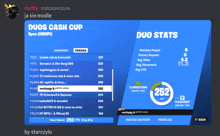 a screenshot of a duo cash cup open europe game