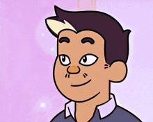 a cartoon drawing of a man 's face with a purple background