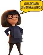 a cartoon character with glasses and a yellow speech bubble that says " não contavam com minha astucia "