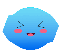 a cartoon drawing of a blue circle with a face