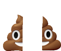 two pieces of poop with a smiling face on them