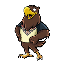 a cartoon eagle is wearing a shirt with a geometric pattern