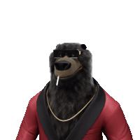 a cartoon bear wearing sunglasses and a red jacket