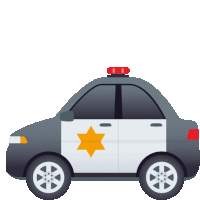 a gray and white police car with a yellow star on the door