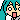 a pixel art illustration of a girl with blue hair making a surprised face .