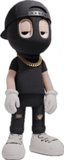 a cartoon character with a black mask on his face