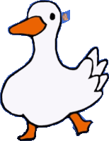 a drawing of a white duck with orange legs