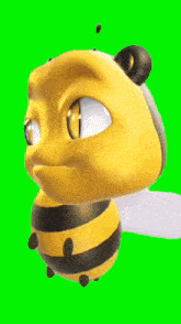 a cartoon bee with big eyes is looking at the camera