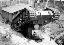 a black and white photo of a tank that says ' a ' on the side