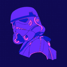 a colorful illustration of a storm trooper on a blue background