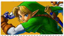 a cartoon drawing of a link with a sword in his hand