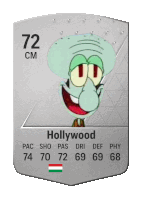 a card with a picture of squidward on it