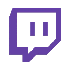 a purple and white twitch logo with two lines