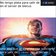 a cartoon of superman with the words " no tengo plata para salir de en el server de blecus " below him