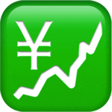 a green square with a currency symbol and a graph