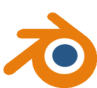 an orange and blue logo with a blue circle in the center