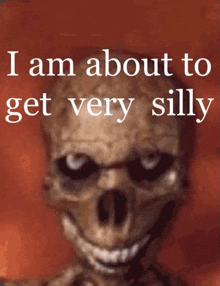 a picture of a skeleton with the words " i am about to get very silly "