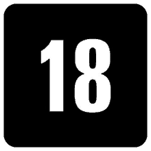 the number 18 is on a black square .