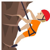 a cartoon illustration of a person climbing a mountain