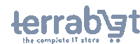 a logo for terrabyte the complete it store is displayed on a white background