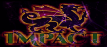 a logo for impact with a dragon and the word impact