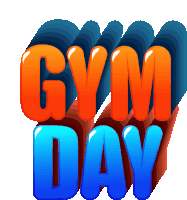 a logo that says gym day in blue and orange