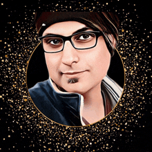 a portrait of a man with glasses and a beanie on