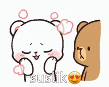 a cartoon drawing of a teddy bear with the words suslik on the bottom