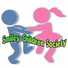 the logo for the smiley children society shows a boy and a girl