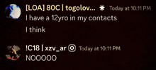 a screenshot of a conversation between loa 80c and togolov