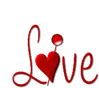 the word love is written with a red heart