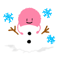 a cartoon drawing of a snowman with a pink hat