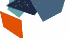 a blurred image of a blue and orange box with confetti coming out of it