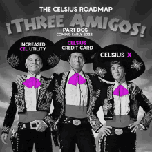 a poster for the celsius roadmap shows three men