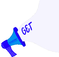 a blue megaphone with the words get out the vote for gideon written on it