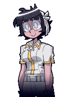 a cartoon drawing of a girl in a white shirt and tie