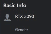 a basic info page with a picture of a person and the rtx 3090 graphics card .