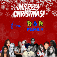 merry christmas from the r & r family with a red background