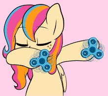 a cartoon of a pony holding a fidget spinner