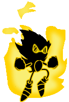 a silhouette of a sonic the hedgehog is surrounded by yellow flames