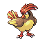 a pixel art of a bird with a red tail and a red crest .