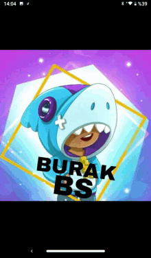 a phone screen shows a cartoon character with the name burak bs on it