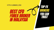 a yellow and black banner says best cfd forex broker in malaysia