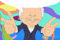 a cartoon of a man in a tuxedo giving a thumbs up with adult swim written on the bottom