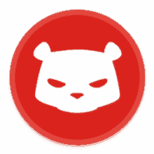 a red circle with a white bear icon in it